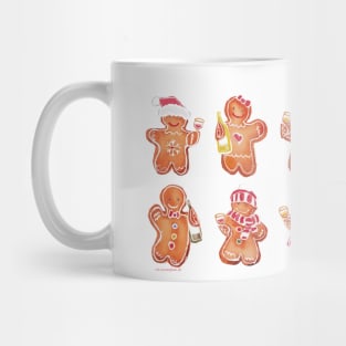 Wine Drinking Gingerbread Holiday Christmas Print Mug